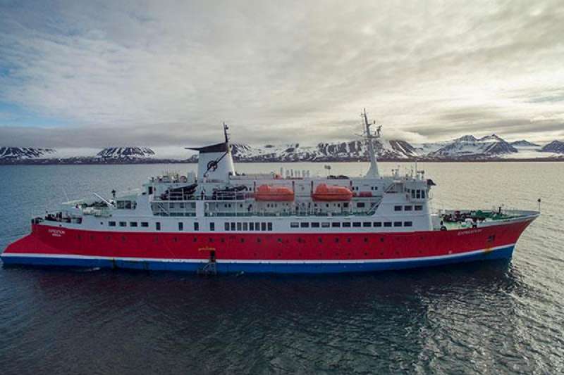G Expedition ship in Arctic waters — G Adventures expedition vessel